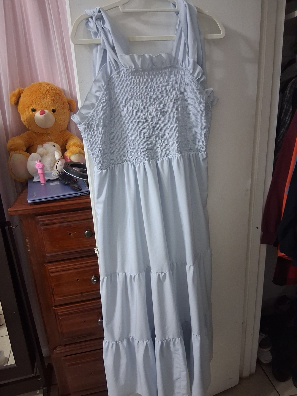 Light Blue Smocked Tiered Kids Dress